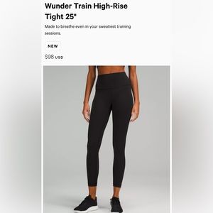 NWT Lululemon Wunder train HR tights 25”